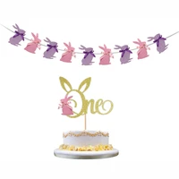 easter decoration bunny flag flashing gold cake decoration accessories card insertion diy party scene decoration