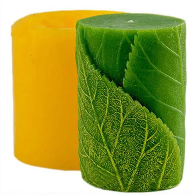 Силиконовый цилиндр формы с листьями 3D свечи для домашнего рождественского мыла