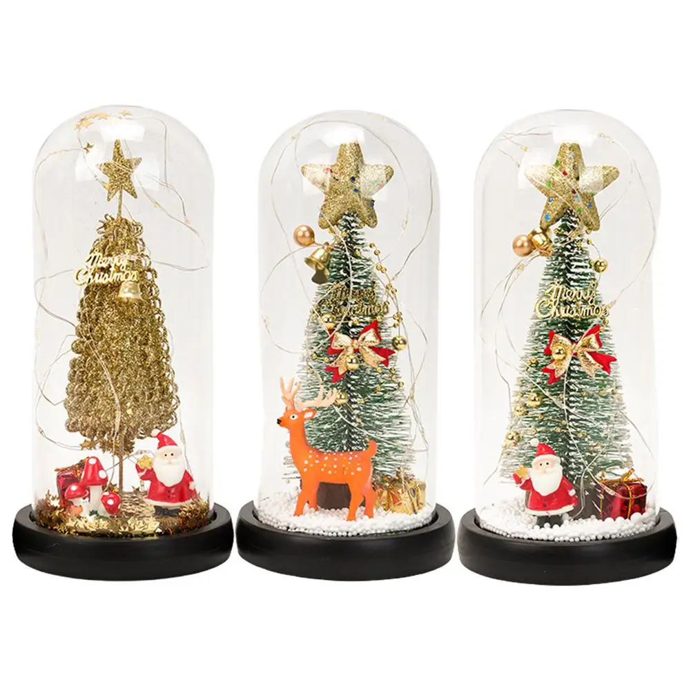 

Christmas Glowing Glass Christmas Tree Ornaments Home Desktop Decoration With LED Light Xmas Gift Christmas Decoration For Home