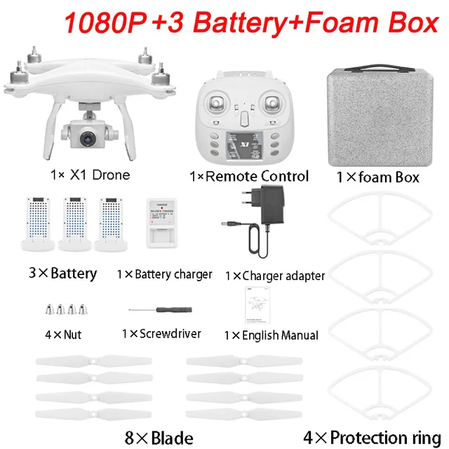 1080P 3 Battery Двойной gps Дроны с камерой HD 5G WiFi FPV Дрон бесщеточный двигатель траектория полета Гравитация датчик gps Смарт следование Радиоуправляемый Дрон X1 - Цвет: 1080P 3 Battery