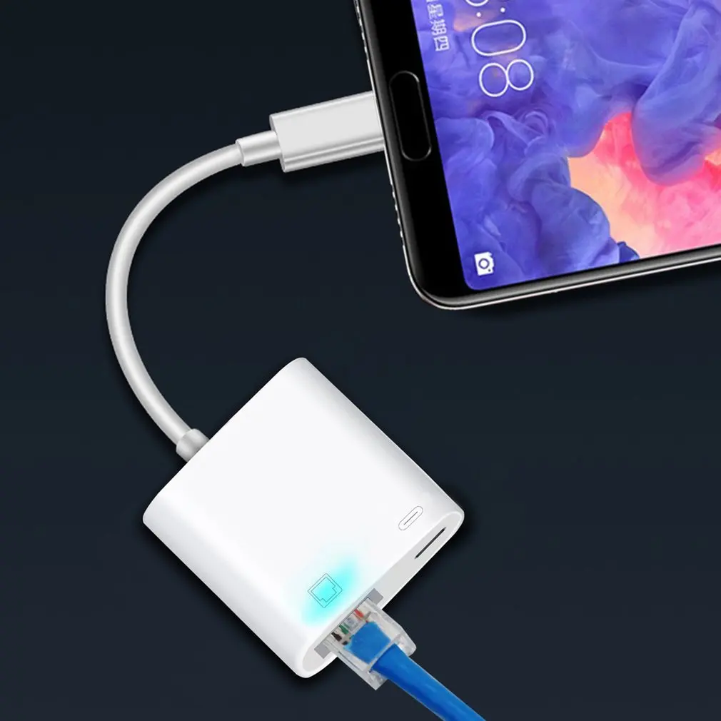 

TYPE-C To RJ45 100M Network Card + PD Power Converter Two-in-one Adapter Plug And Play Durable Converter