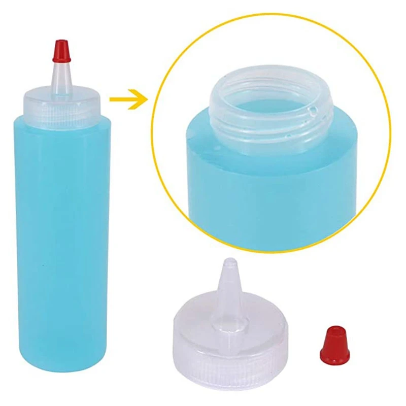 

10 Packs of 8 Oz Plastic Squeeze Bottles with Red Tip Caps Suitable for Food, Crafts, Art, Multi-Use