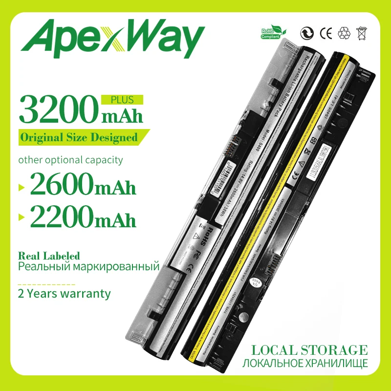 

4-элементный аккумулятор ApexWay для Lenovo IdeaPad S300, S310, S400, S400u, 4ICR17/65, L12S4L01, L12S4Z01, S405, S410, S415