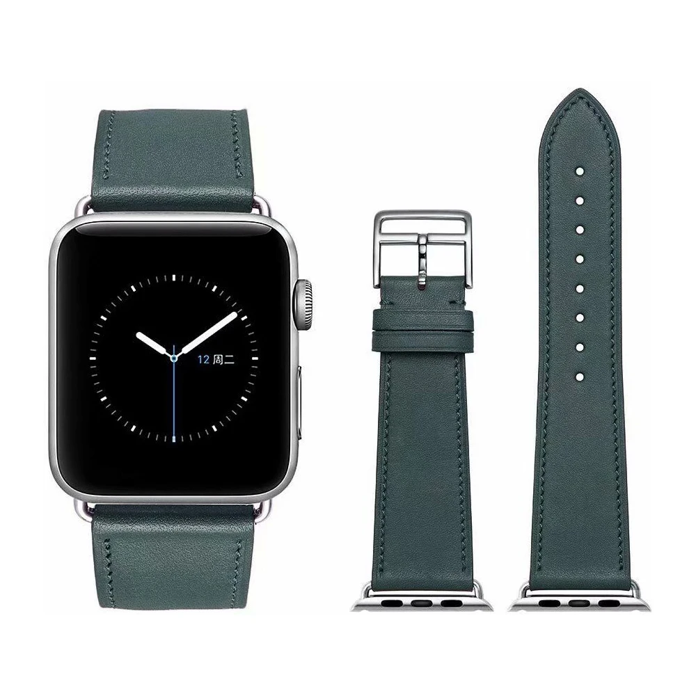 

Ремешок кожаный полуночного зеленого цвета для Apple watch Series 4 5 44 мм 40 мм, браслет для iWatch 42 мм 38 мм