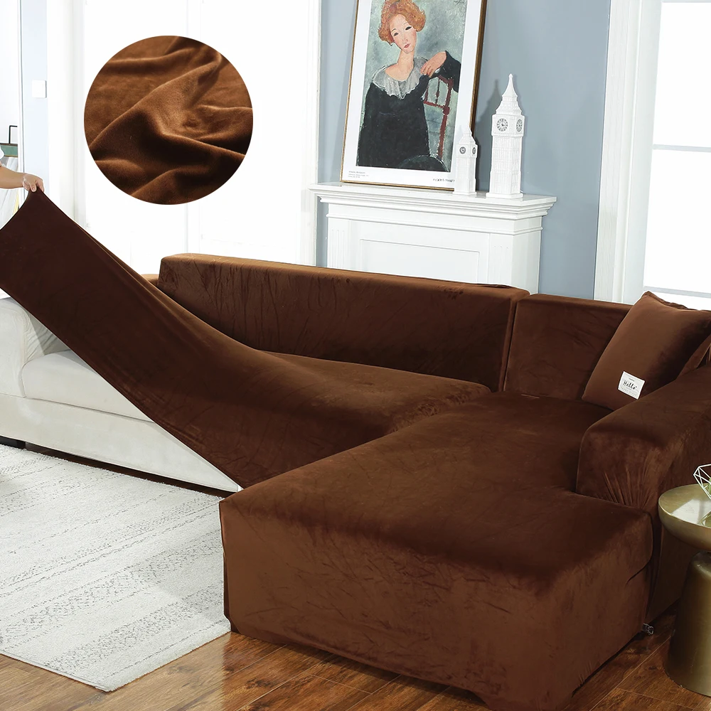 

Толстый Бархатный Чехол для дивана, универсальный эластичный чехол для гостиной, угловой чехол для дивана