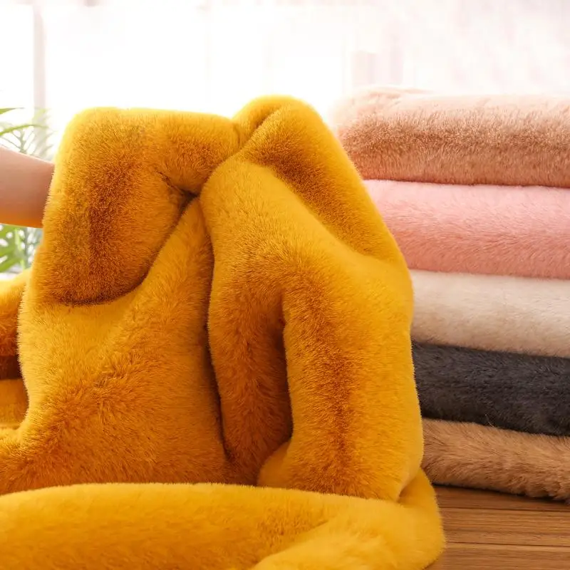 Мягкая однотонная Толстая плюшевая ткань из серого кроличьего меха для рубашек