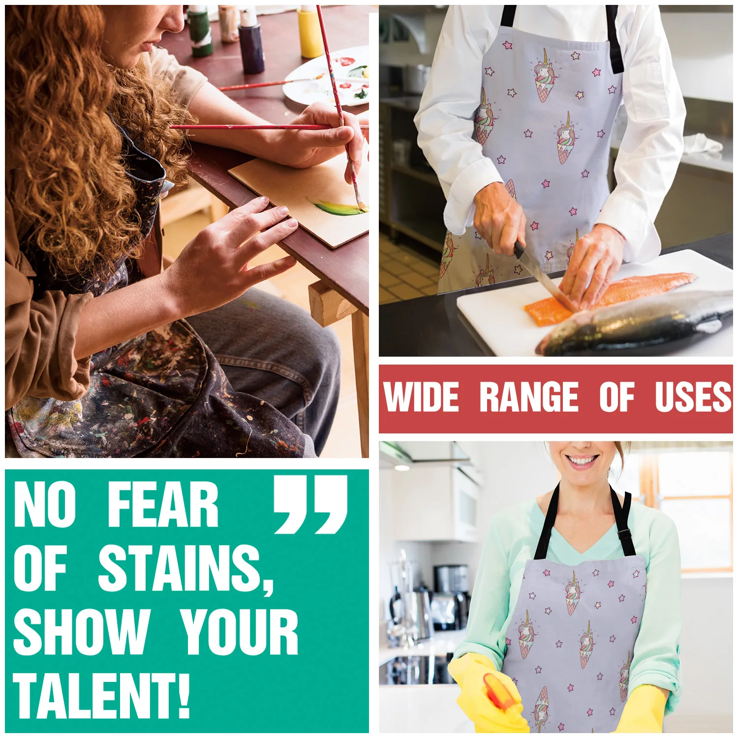 Tophome кухонный фартук мультфильм фиолетовый мороженое Единорог регулируемые