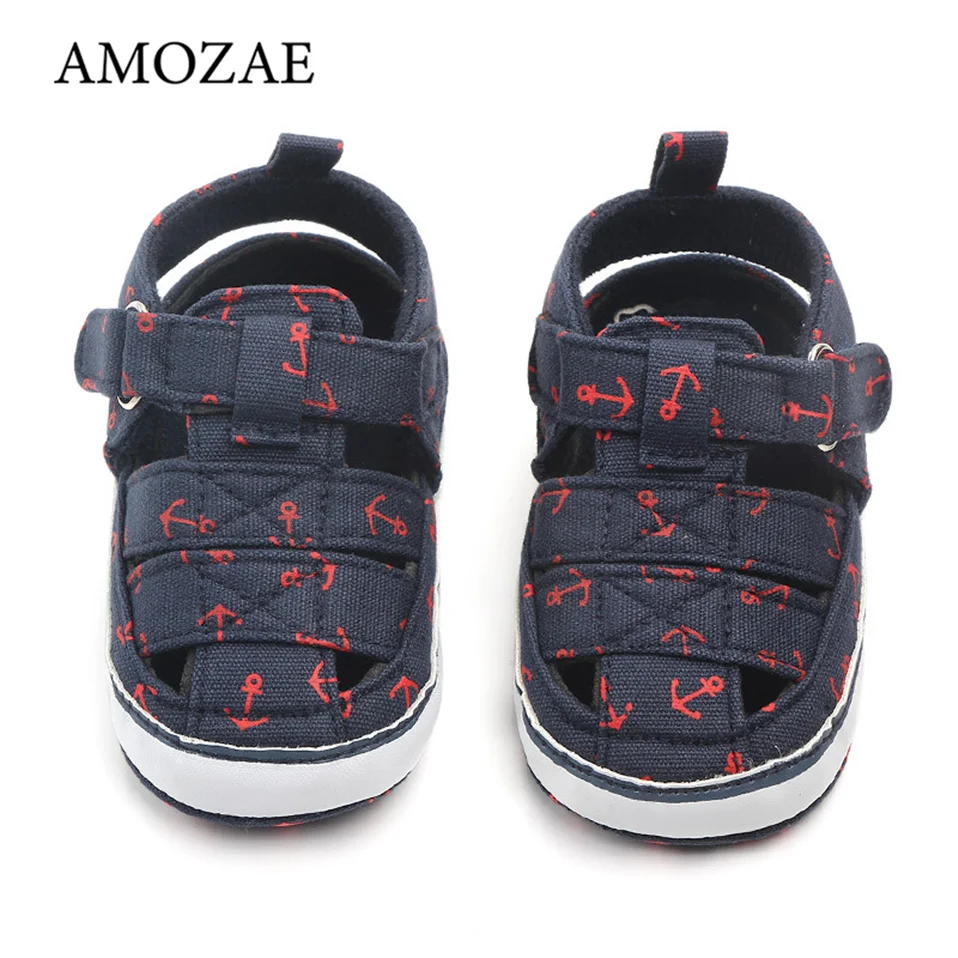 

2020 New Infant Toddler Print Anchor Baby Shoes Baby Boy Girl First Wanlker Soft Sole Shoes Prewalker 0-18 Months Baby Shoes