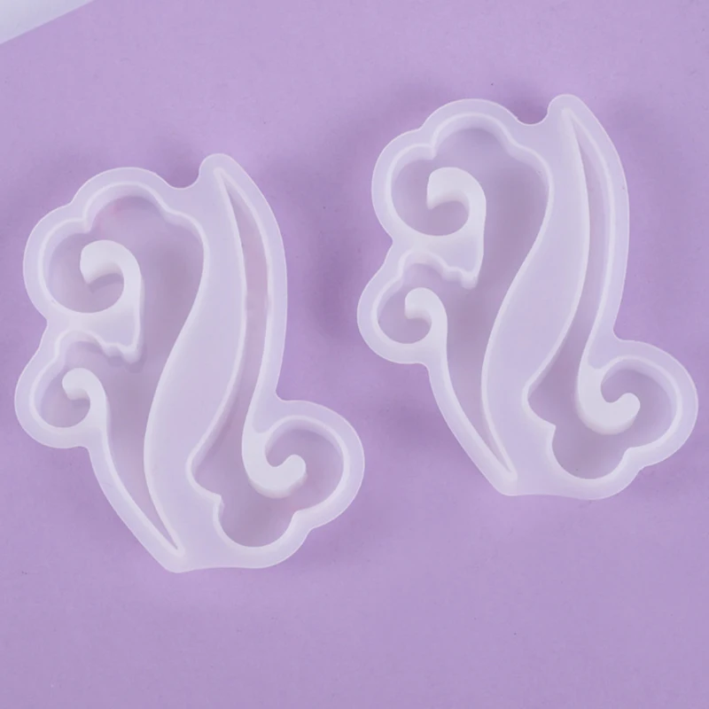 

8Pcs Auspicious Clouds and Waves Mirror Chinese Style Chinese Style Ornaments Silicone Diy Crystal Epoxy Mold