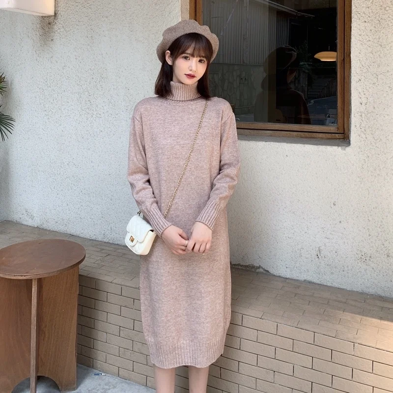 

Autumn and Winter Clothing Thick Loose Knitted Turtleneck Mid-Length Rac