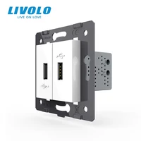 livolo white plastic materials travel usb electric eu standard diy parts function key for usb socketvl c7 1usb 11