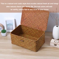 storage basket box lid willow weaving rattan rectangular weaving fruit vegetables display bread basket weaving storage basket