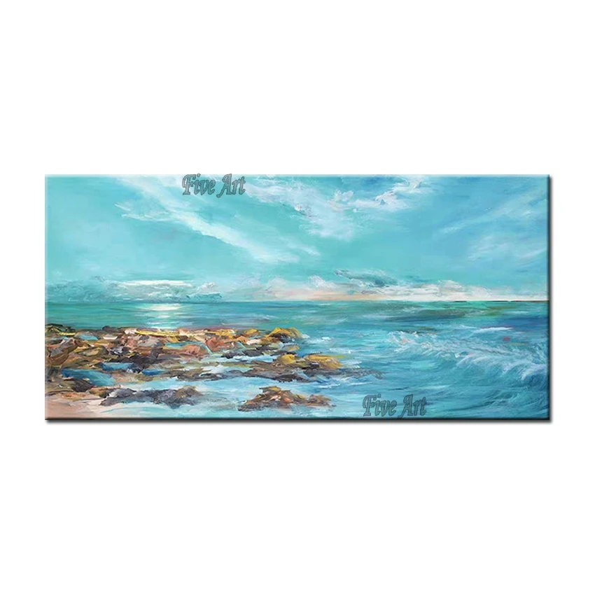 

Modern Art Paintings Home Wall Decoration Abstract Seascape Handmade Scenery Oil Painting Wall Canvas Picture Art Unframed