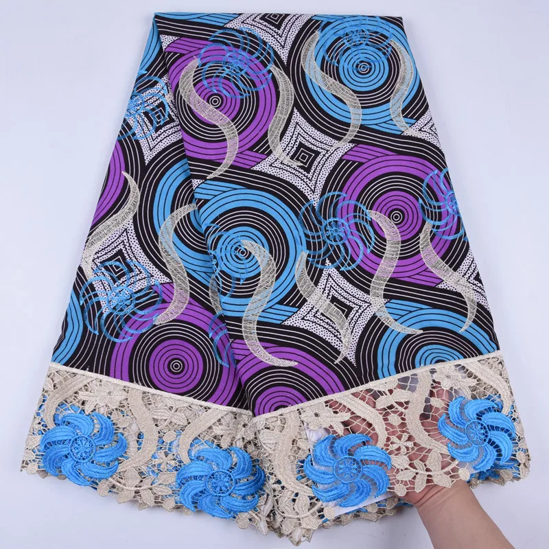 As Picture New Nigerian Printing Styles Wax Guipure Lace Fabric Embroidered Material Wax Cord Lace Fabric A1295 - Цвет: As Picture