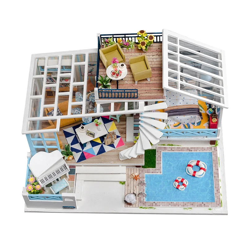 Кукольный домик набор деревянный большого размера модная кукольная мебель с