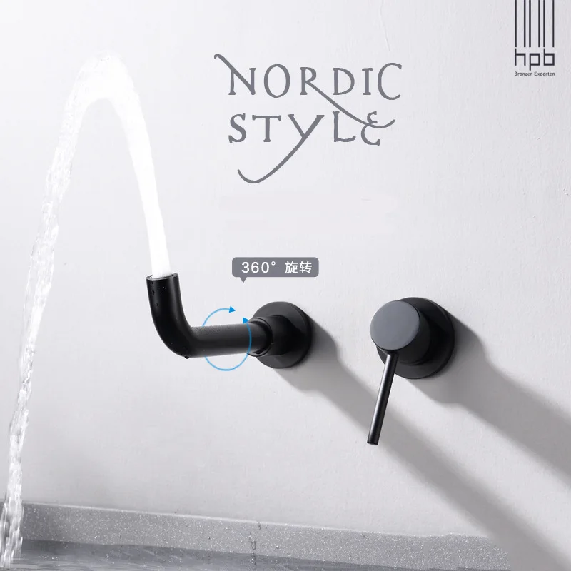 Смеситель для ванной комнаты Водопад однорычажный настенный кран умывальника |