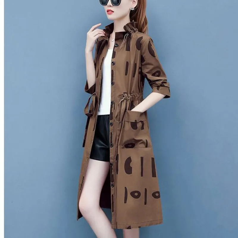 Весенне осеннее пальто для женщин приталенное тонкое Солнцезащитная ветровка