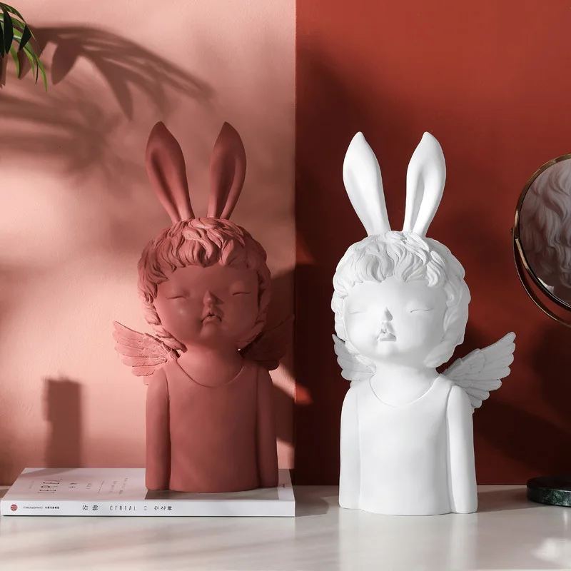 Скандинавские Ins милый ангел кролик статуя мальчика изделия из смолы винный шкаф