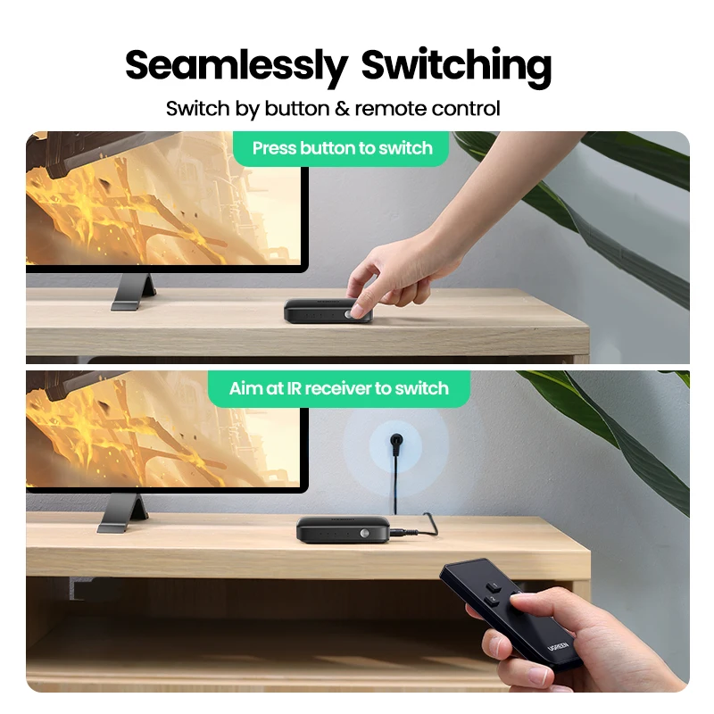 HDMI коммутатор UGREEN 3 в 1 сплиттер переключатель 4K для Xiaomi Mi Box 4k @ 30 Гц Nintendo Switch PS4 с ИК