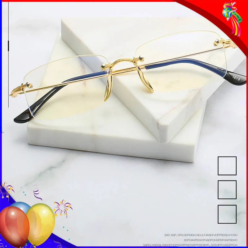 

Eye Glasses For Women Rectangular Bifocal Reading Glasses Gold Metal Frameless Optical Eyeglasses Men Near Far Presbyopia Glasse