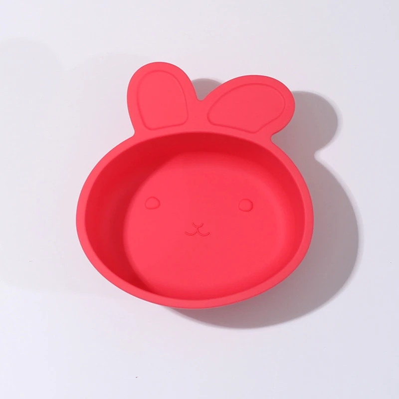 

Food Grade Silicone Cartoon Rabbit Baby Suction Bowl Non-Slip Children Dinner Plate Infant Learning Feeding Dish Tableware
