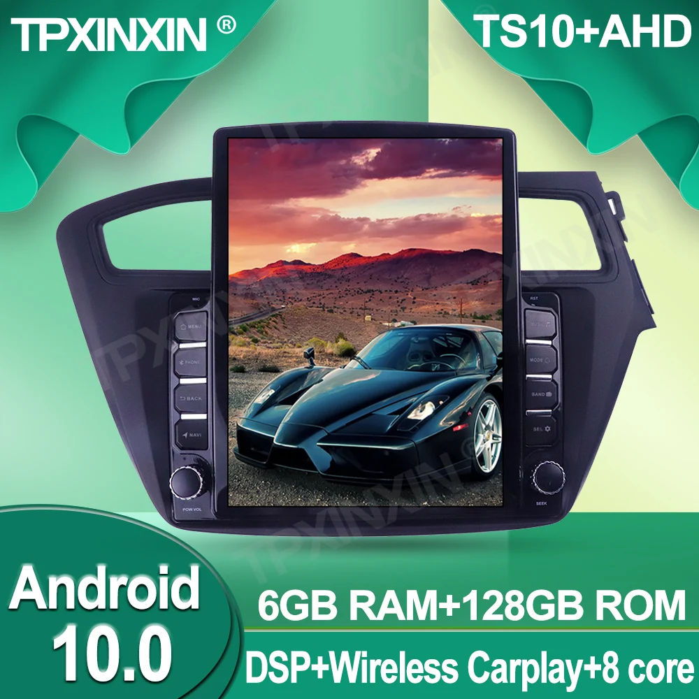 저렴한 차량용 멀티미디어 플레이어 헤드유닛 오디오 라디오 내비게이션 무선 카플레이, 현대 I20 2013-2017 RHD 테슬라 스크린 128G 안드로이드 10