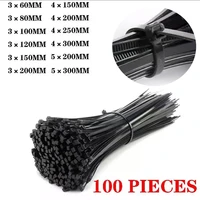 100 pieces self locking plastic nylon cable tie 100pcs black 360 to 5300 fastening ring industrial home useful cable tie set