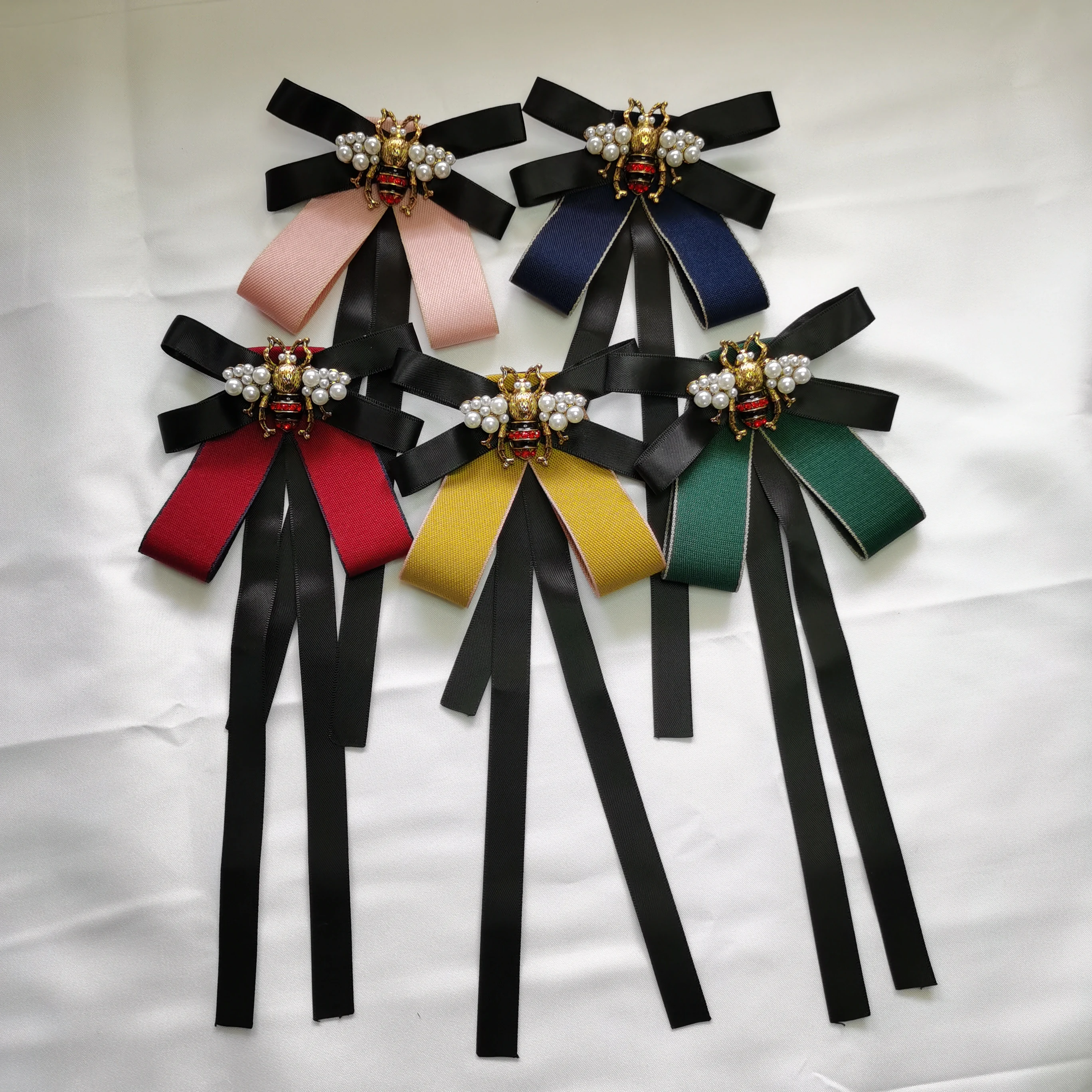 Новая женская брошь Классическая Милая пчела Длинная лента бант Двухуровневая