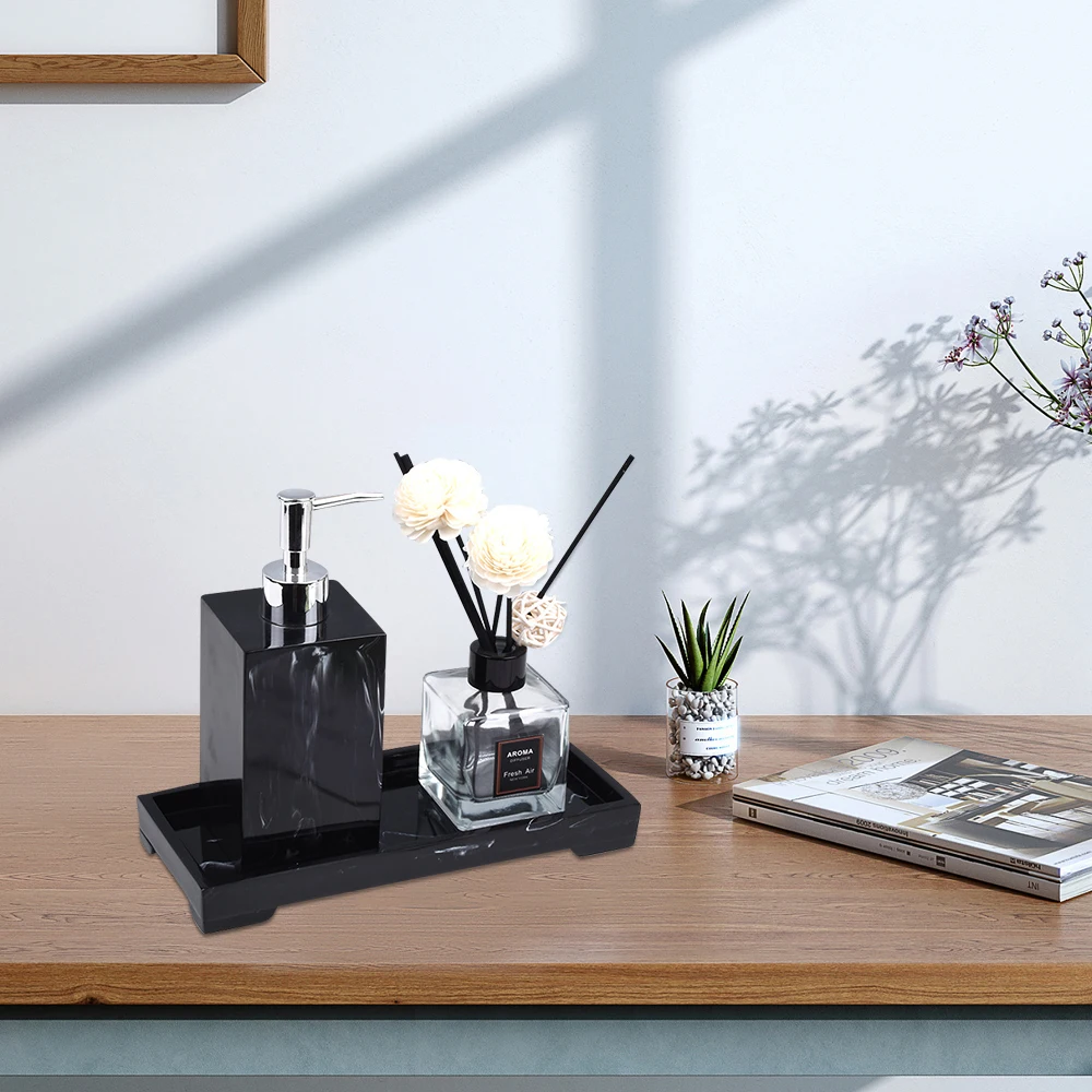 

Dressing Table Resin Storage Tray Bathroom Marble Pattern Tray Tray Jewelry Cosmetic Storage Rack Home Hotel Decoration