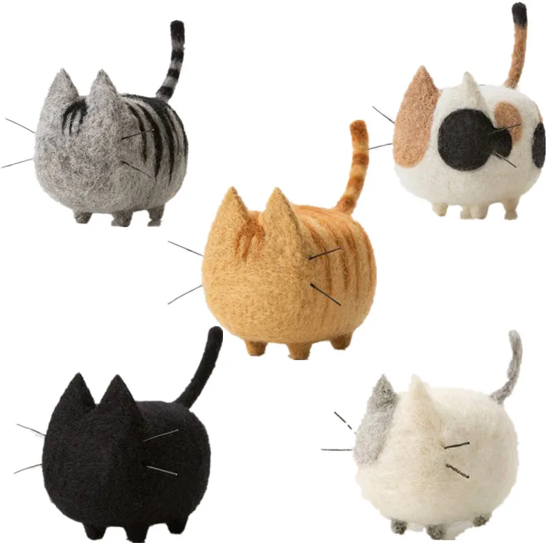 

DIY Craft Wool Felt No Face Cat Siamese Shorthairs Doll Material Package Handmade Sewing Felt Craft Toy Needle Felting Cat Gifts