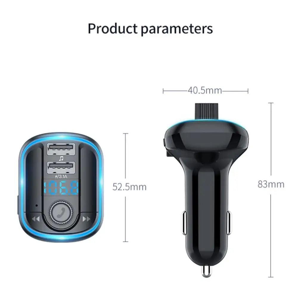 

T829s Vehicle Wireless Mp3 Player Fm Transmitter Radio Fast Charging Hands-free Calls Dual Usb Charger