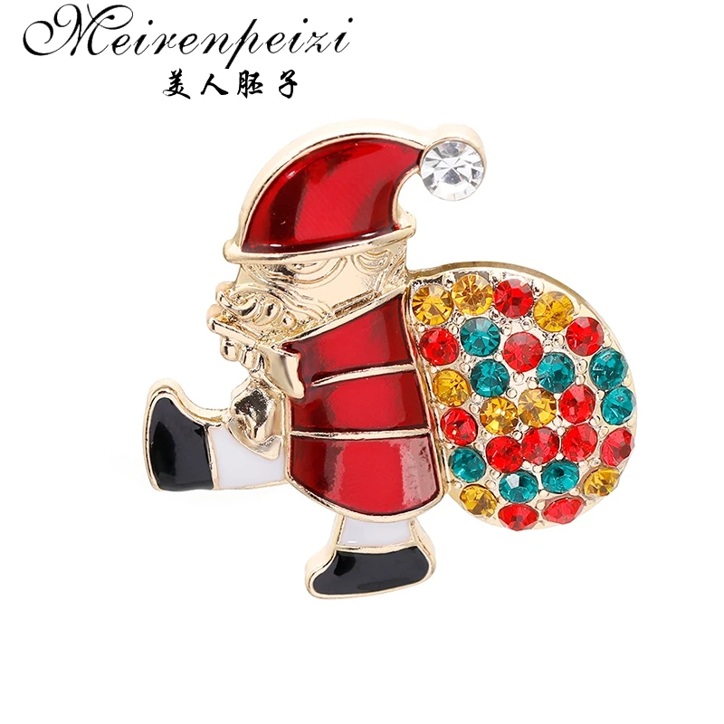 as photo Meirenpeizi Merry Christmas Броши Булавки милый Санта Клаус шляпа перчатки колокольчики носки пончики Конфета Эмаль Булавка значки брошь - Окраска металла: as photo