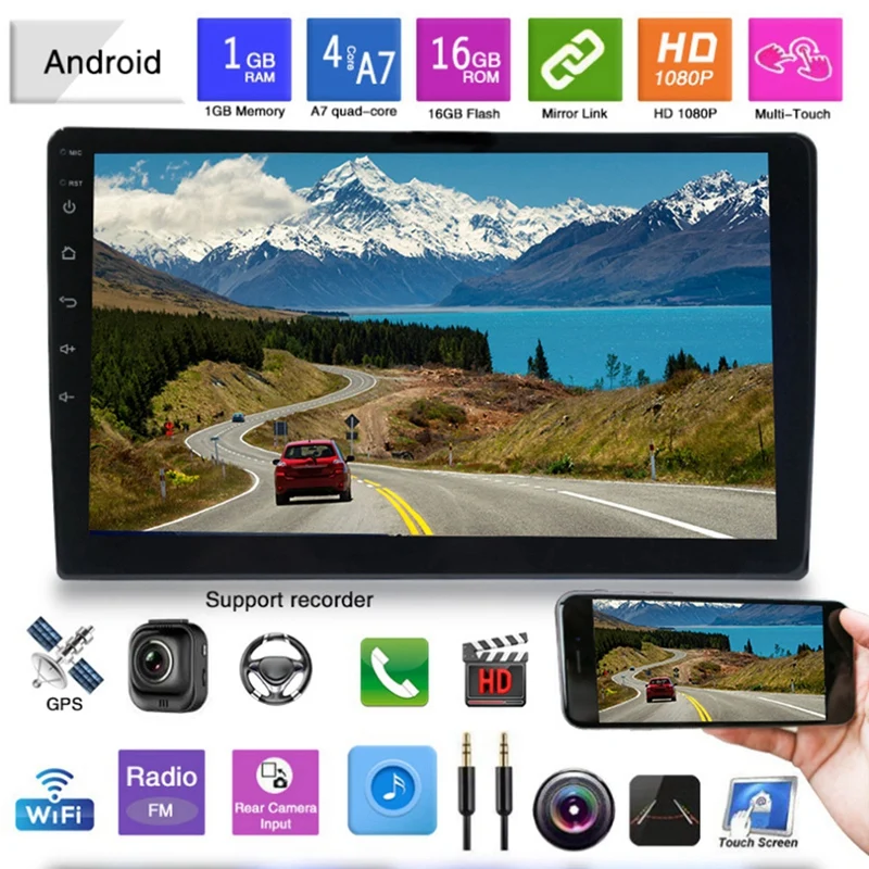 

9 Inch Android 8.1 Quad Core Car Stereo Radio Player HD Press Sn Sn GPS BT OBD Adjustable Navigation
