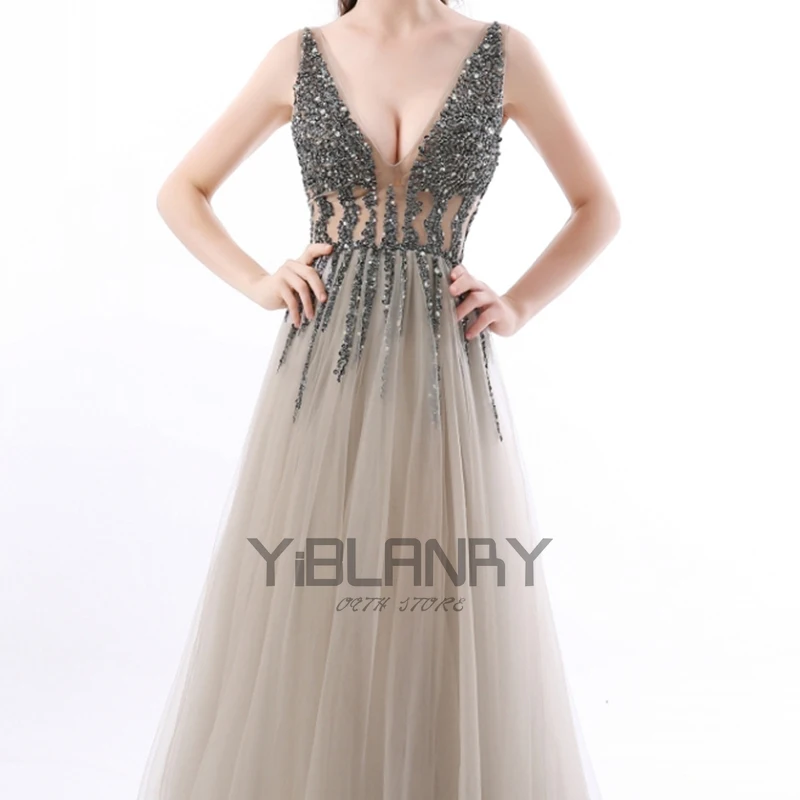 

Beading Prom Dresses 2021 Plus Size Pink High Split Tulle Sweep Train Sleeveless Evening Gown A-line Lace Up Backless Vestido De