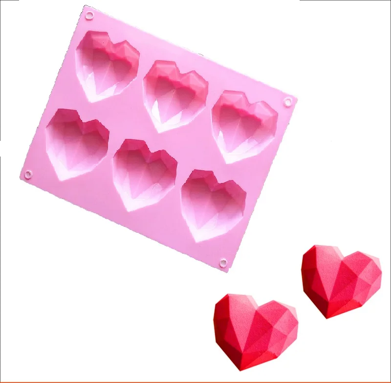 

3D DIY Mold Diamond Heart Shape Silicone Mold for Baking Cake Chocolate Fondant Soap Candle Molds for Pastry Pudding Jelly