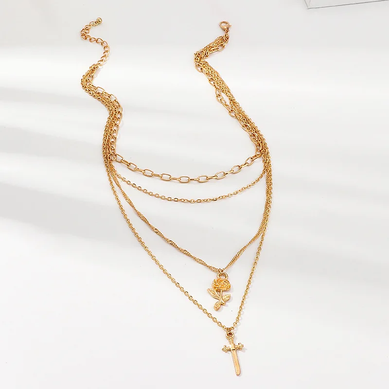 DoreenBeads Мода ретро изысканный темперамент золотой цвет розовый крест