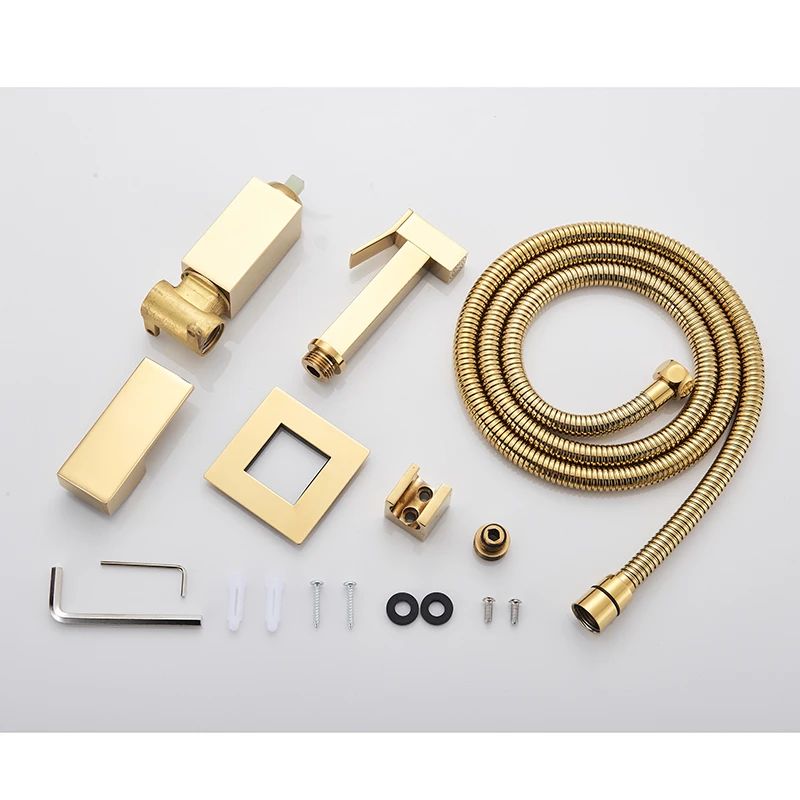 

Bidet Faucet Golden Brass Sprayer Nozzle Hot And Cold Mixer Tap Para Bathroom Cleaning Faucets