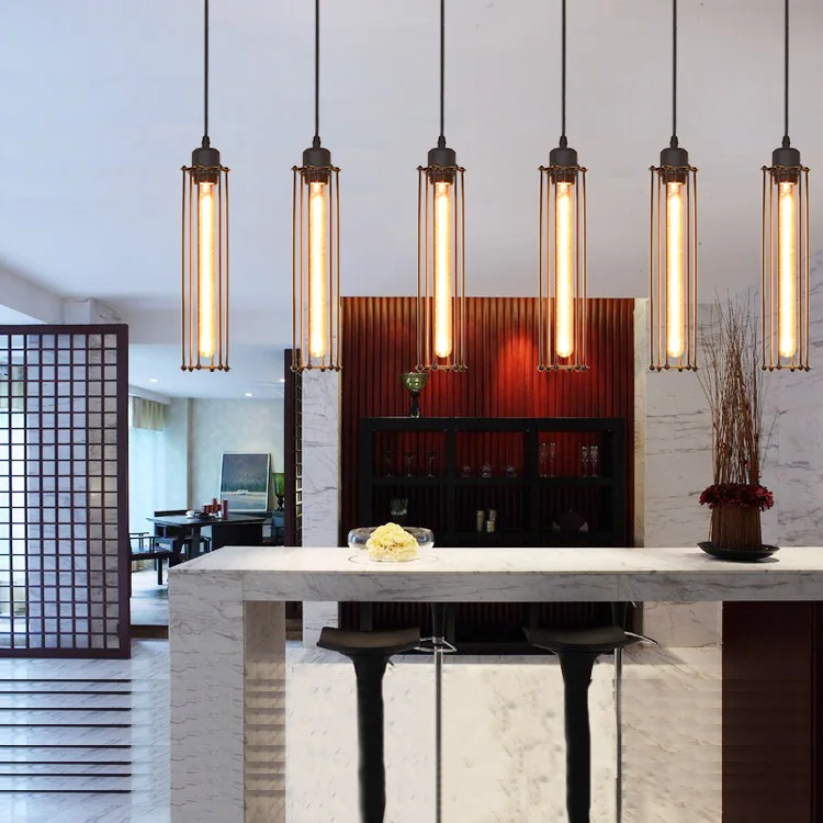 

modern black cage flute pendant lights iron minimalist retro nordic loft industrial lamp metal Hanging Lamp E27 Indoor ZDD0007