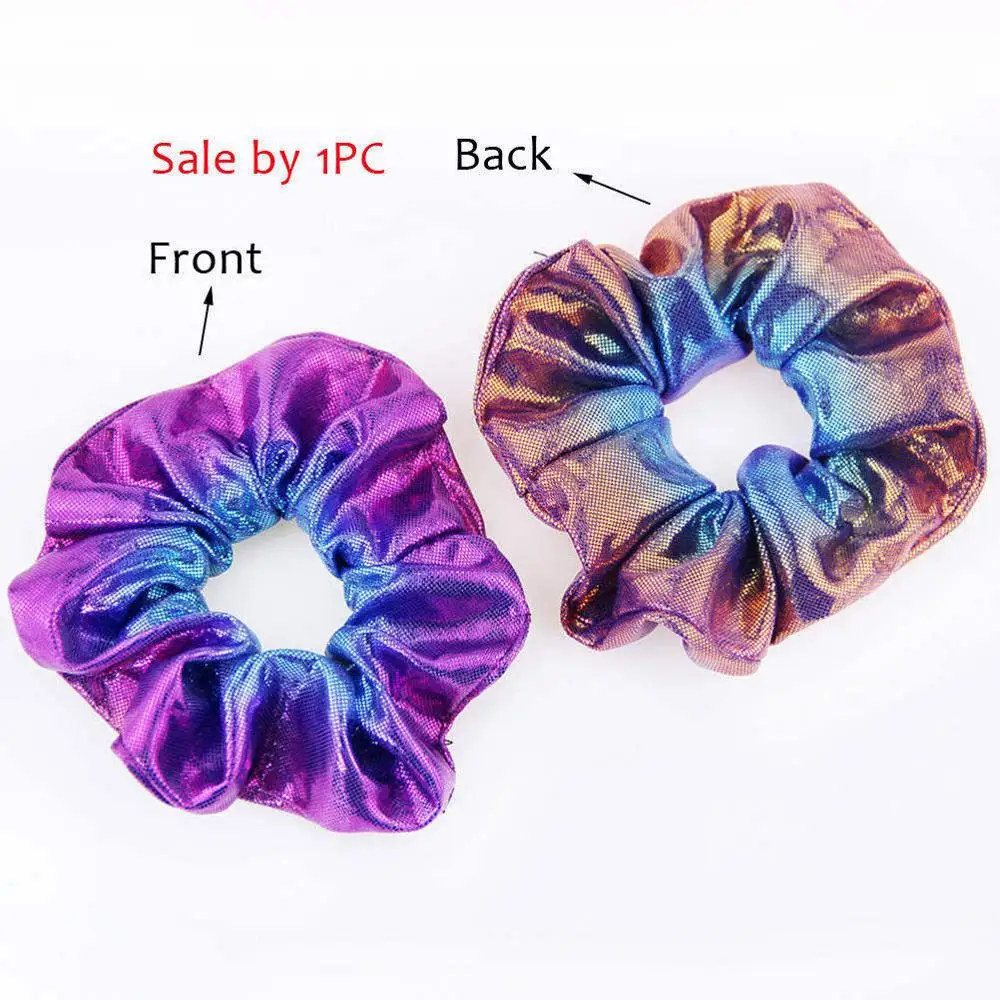 1pc purple blue 1 шт. блестящая металлическая эластичная резинка для волос с лазером для женщин и девочек, резинки для волос, держатель для конского хвоста, повязка на голову, аксессуары для волос - Цвет: 1pc purple blue