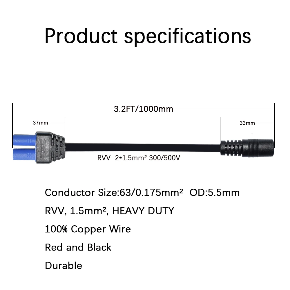 Кабель-адаптер EC5-DC5521 для автомобильного пускового устройства аварийная