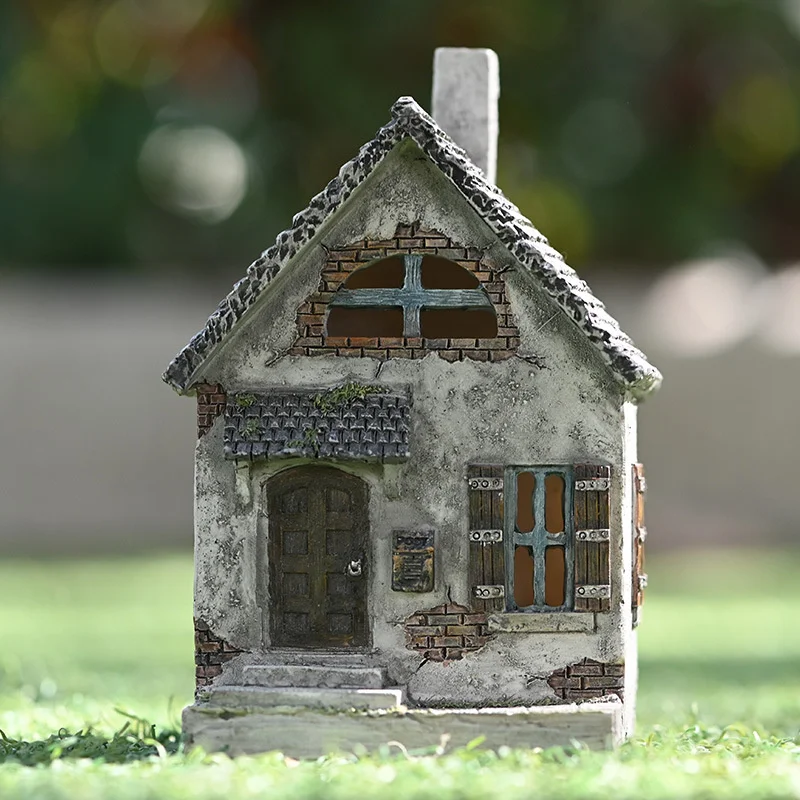 

Mini Fairy House Resin Miniature Statue Retro Fairy Farmhouse Craft Countryside Building For Home Outdoor Garden Yard Decoration