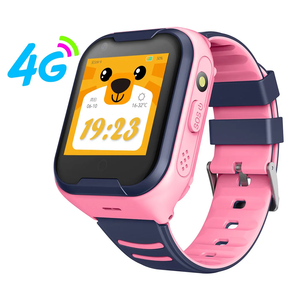 pink LEMFO 4G Детские Смарт-часы gps wifi IP67 Водонепроницаемый 680Mah большой аккумулятор 1,4 дюймов дисплей SIM телефон видео звонок Smartwatch ребенок - Цвет: pink