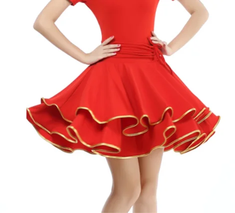 

New Arrival Fashion Women Latin Dance Costume Dance Practice Suit Two Layers Lace Dress