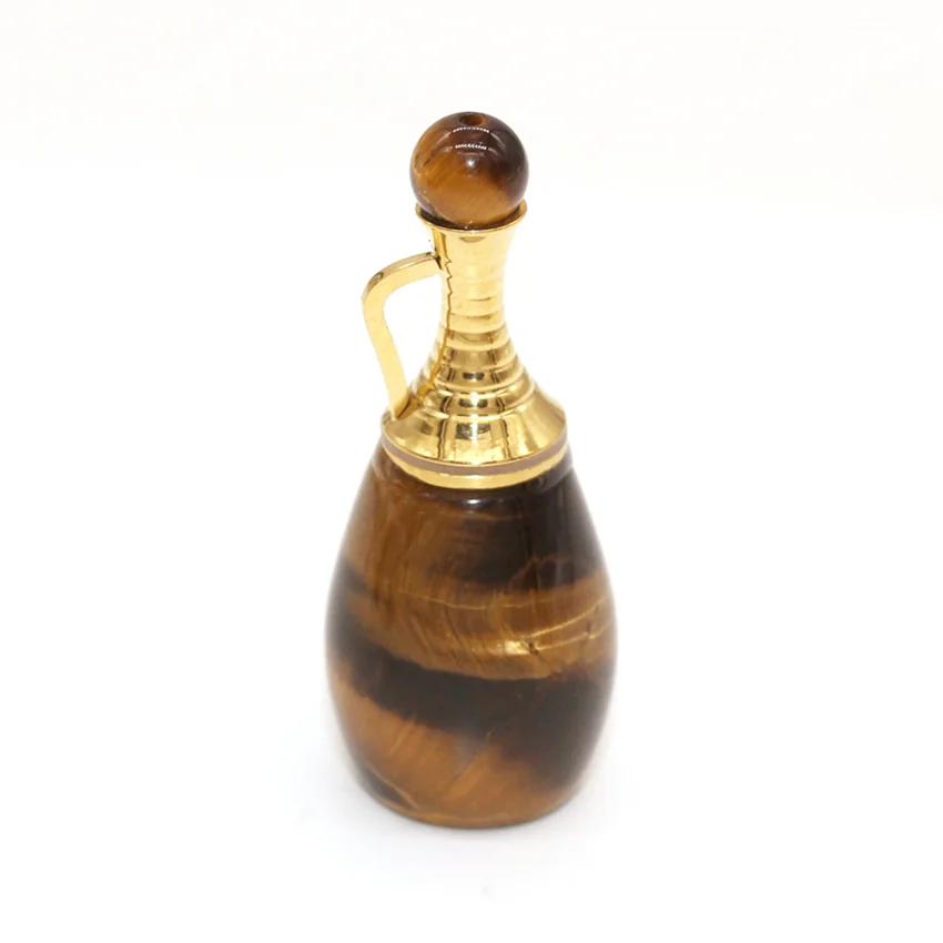 100-Unique 1 Pcs Light Yellow Gold Color Natural Tiger Eye Stone Perfume Bottle Pendant Elegant Women Jewelry