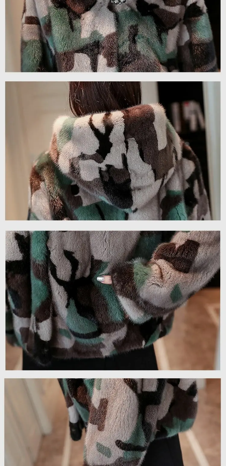 inverno новая полностью из норки шуба curto moda simples cinto de camuflagem verde do exerrcito das mulheres jaqueta com capuz de