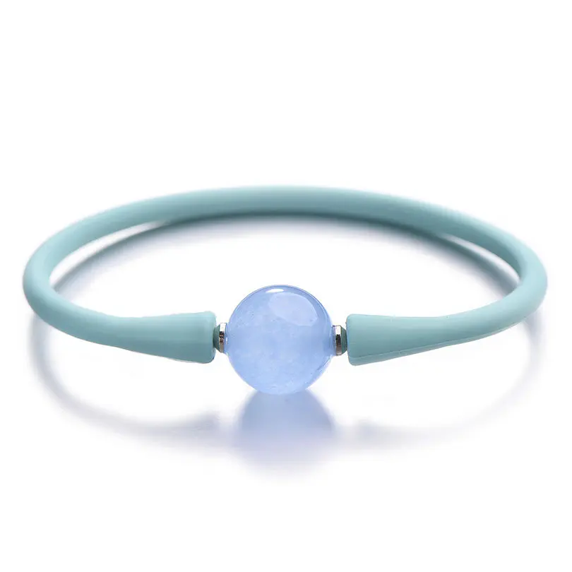 Turquoise lt blue Pipitree простой силикон Унисекс Браслет 14 мм Инь Ян очаровательные каменные бусины браслеты для женщин мужчин пара ювелирных изделий Pulsera mujer - Окраска металла: Turquoise lt blue