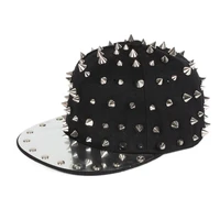 wholesale european and american punk style custom mens recycled material rivet fashion metal brim rebound hats