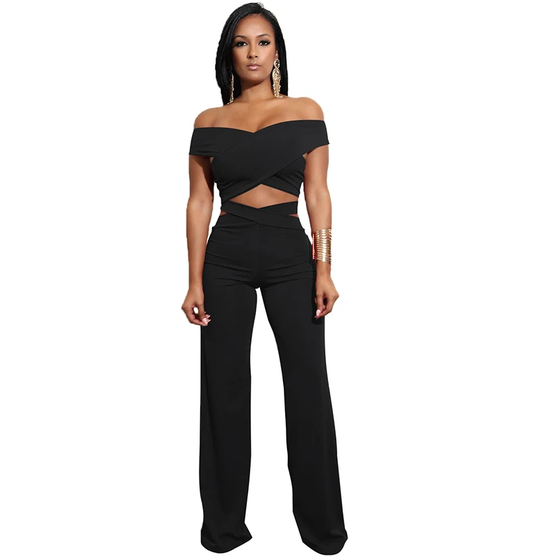 

Pants Summer New White Elastic Wasist Sexy Sets 2020 Long Women Set Black New Pants Piece Top Streetwear Two Solid and Elelgant