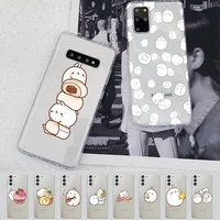 kawaii tea with molang cupcake phone case for samsung a 10 20 30 50s 70 51 52 71 4g 12 31 21 31 s 20 21 plus ultra