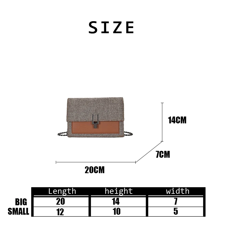 

Women Striped Patchwork Small Square Bag 2020 Autumn Winter Ladies Personality Fashion PU Leather Chain Single Shoulder Bag
